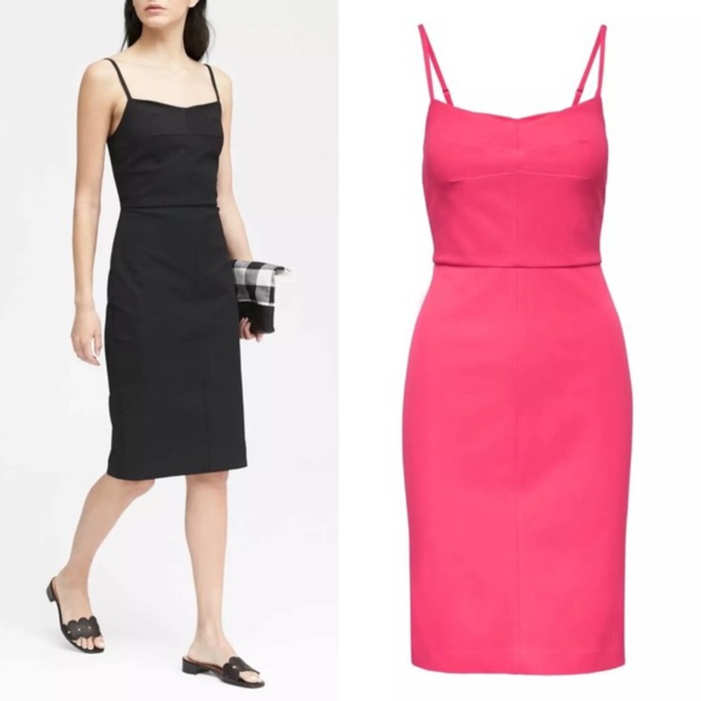 Banana Republic Bi-Stretch Sheath Dress Navy and White